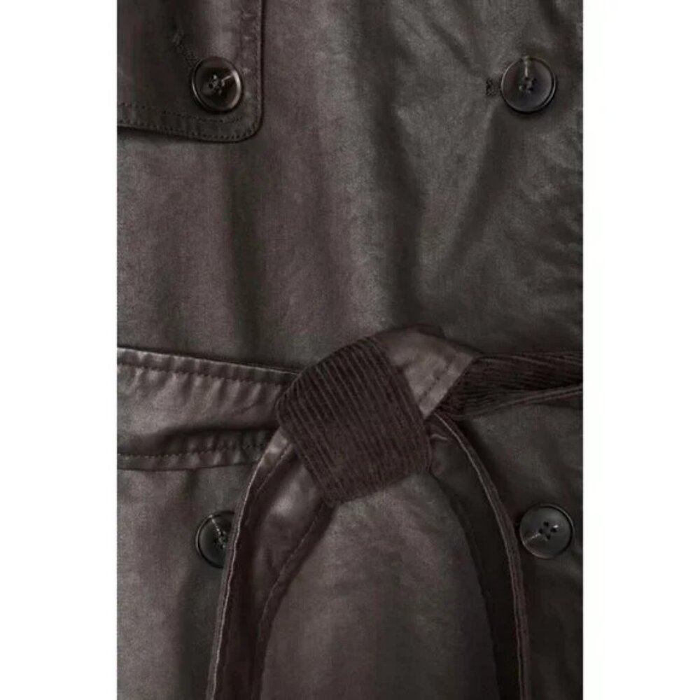 ZARA LONG WAXED TRENCH COAT WITH CORDUROY CUFFS - Picture 10 of 10